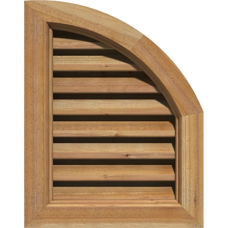 Quarter Round Top Right Functional Western Red Cedar Gable Vnt W/Brick Mould Face Frame, 18W X 32H